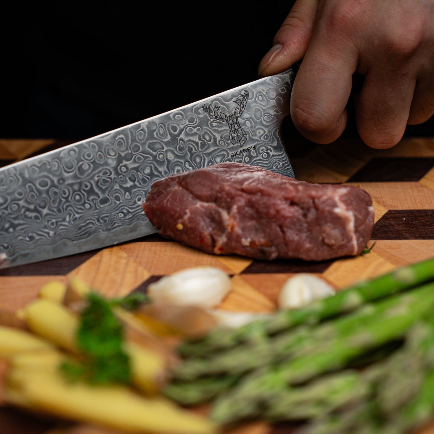 Skarph |  Slipesett - Damaskus Knivsett